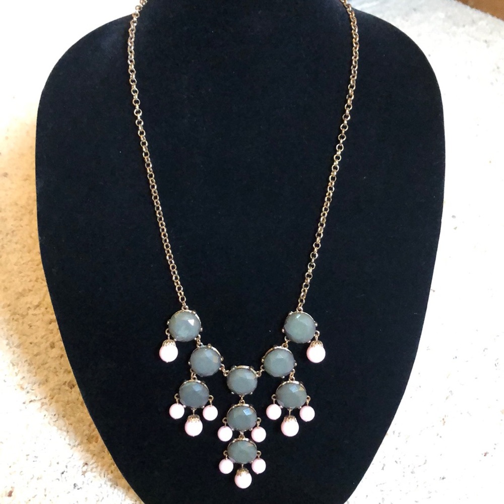 Grey and pink statement necklace
